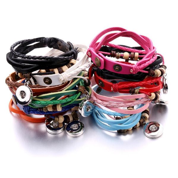 Braccialetti con ciondoli 20 pezzi / lotto Braccialetto con chiusura in pelle alla moda Corda di cera Mti Strato Tessuto a mano Semplice Uomo e donna Drop De Dhgarden Dhvmi