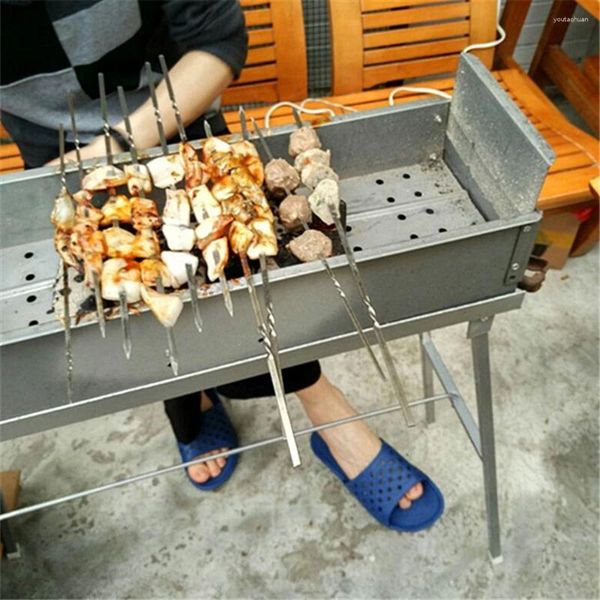 Strumenti 50 pezzi in acciaio inossidabile cartello piatto invia adesivo spiedini ago strumento per barbecue antiscivolo facile da pulire e riutilizzabile