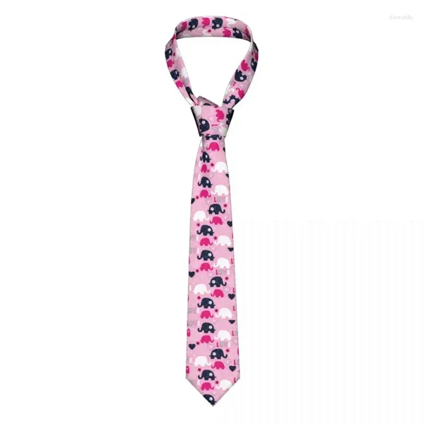 Papillon Elefante Animale Retor Cravatte da uomo Moda Poliestere 8 Cm Cravatta classica rosa per camicia da uomo Accessori Cravatta da ufficio