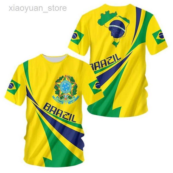 Camisetas masculinas 2023 T-shirt masculina Summer Brasil Bandeira camiseta 3D Tshirt Harajuku Manga curta Roupas de estilo brasileiro M230409