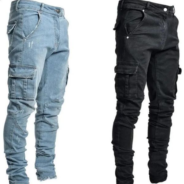 Jeans da uomo Jeans da uomo Pantaloni casual in tinta unita Indossati Grandi dimensioni Abbigliamento che non sbiadisce Vestibilità slim aderente Micro-elastico Cargo Fat 231109