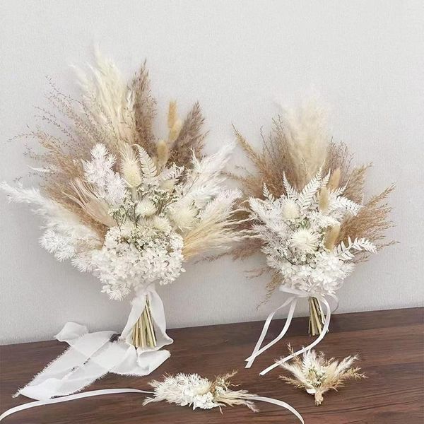 Flores decorativas Flores secas naturais/buquê de noiva Pampas/buquê de dama de honra/arco decorativo/arco de flor artificial/casamento