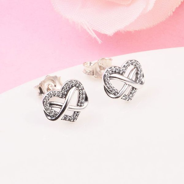 Orecchini a forma di cuore infinito scintillante in argento sterling 925 per orecchini alla moda in stile Pandora europeo