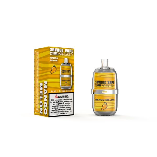 Savage Whiskey 16000 Züge 15000 Einweg-Vape-Gerät E-Zigarette mit wiederaufladbarem 650-mAh-Akku 6 Farben LGB Light 26 ml vorgefüllte Carts Pod 2 % 3 % 5 % 15.000 16.000