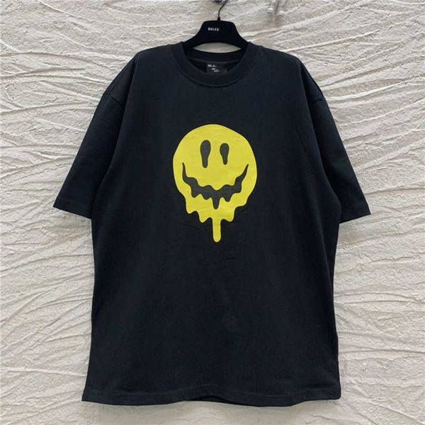 Designer neues Damen-T-Shirt High Edition Family Smiling Face Dissolved Print Back Stickerei Skull Finger Couple Sleeve T-Shirt