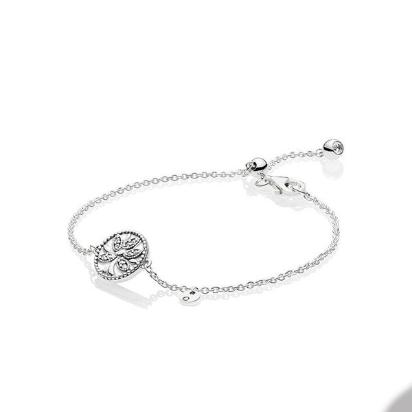 Funkelndes Stammbaum-Slider-Armband für Pandora, echtes Sterlingsilber, Hochzeit, Designer-Armbänder, Schmuck für Frauen, Freundin, Geschenk, Handkette mit Originalverpackung