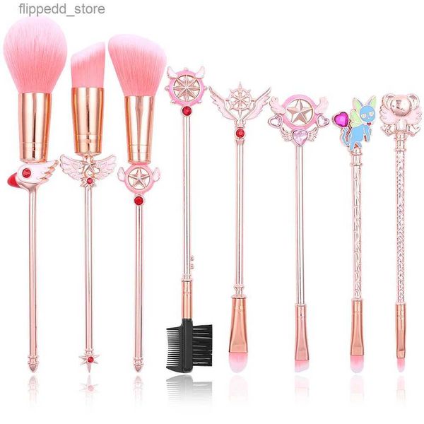 Make -up -Pinsel süße Cardcaptor Sakura Make -up Pinsel Set Outfit Pink Synthetic Hair Rose Gold Pinsel Professionell Künstler Pinsel Top Qualität Q231110