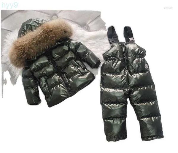 Heren Donsparka's Kledingsets 2023 Winterkleding Meisjes Warme Overalls Broeken Dragen Baby Jongens Kerstcadeau Donsjack Broeken Biub