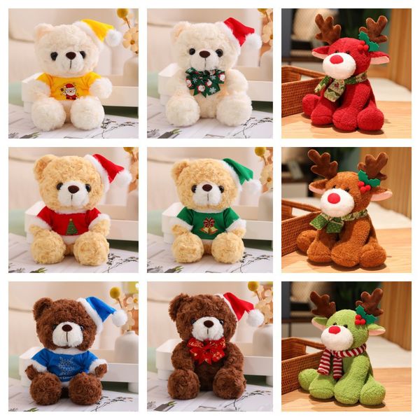 Simpatico peluche Sciarpa di Natale Orsacchiotto Giocattolo Regalo di Natale Peluche Cervo di Natale