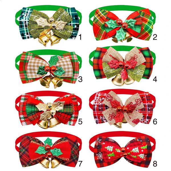 Vestuário para cães 50/100pcs Bell Dog Bowtie Dog Christmas Bow Tie Collar para cães Arcos Natal Dog Grooming Acessórios Pet Supplies para cães 231109