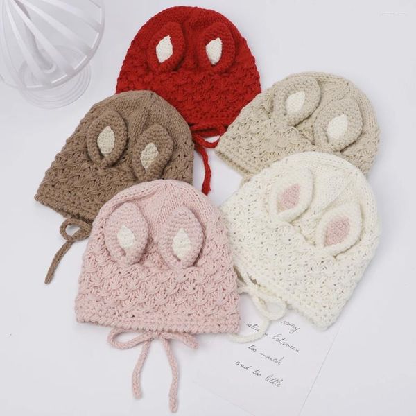 Accessori per capelli Cappello caldo per bambini con panino all'interno delle orecchie Articoli carini per bambina lavorata a maglia invernale