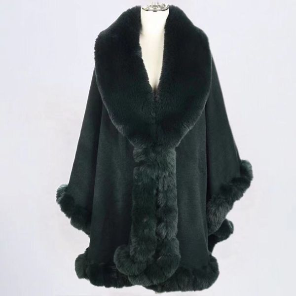 Scialle da donna imitazione lontra collo di pelliccia di coniglio mantello da donna grande cardigan lavorato a maglia sciolto caldo cappotto da donna inverno alla moda nuovo stile