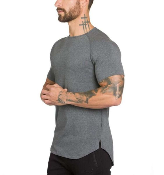 Designer roupas de ginástica fitness t camisa dos homens moda estender hip hop verão manga curta camiseta algodão musculação tubarão all-match