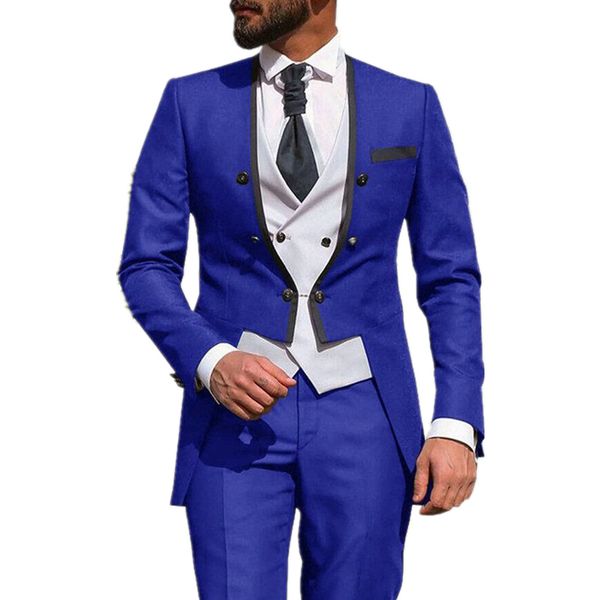 Bonito noivo smoking um botão ternos do homem mandarim lapela padrinhos de casamento/baile/jantar homem blazer jaqueta calças colete gravata n0301121116