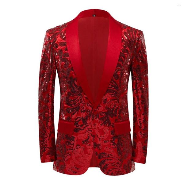 Ternos masculinos homens elegante cetim rosto lantejoulas terno casaco padrão floral jaqueta bling glitter boate baile de formatura dj blazer roupas masculinas