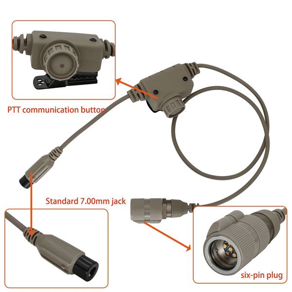 Другие спортивные товары Тактическая гарнитура U94 Ptt RAC с 6-контактным разъемом для рации ANPRC 148 PRC 152 231110