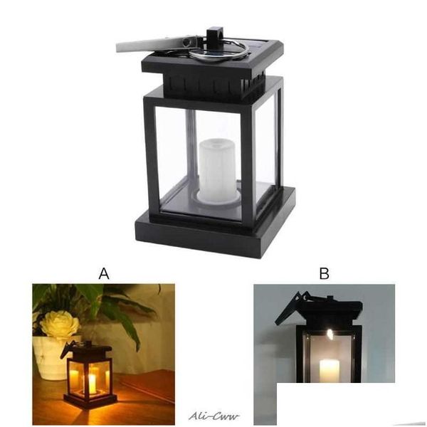 Velas Solar Powered LED Vela Luz Lanterna Lanterna Pendurada Lâmpada de Gramado para Jardim Ao Ar Livre H0909 Drop Delivery Home Decor Dhdyf