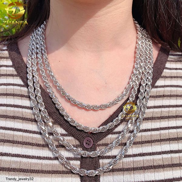 Ожерелья с подвесками на заказ, ювелирные изделия из муассанита в стиле хип-хоп, 6 мм, классическое ожерелье, веревочные цепи из стерлингового серебра 925 пробы для мужчин и женщин