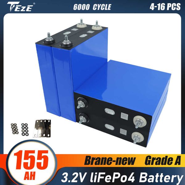 4-16pcs 3.2V 155AH Batterie ricaricabili Lifepo4 Batteria al litio ferro fosfato nuova di zecca per carrelli da golf solari fotovoltaici EU US Tax Free