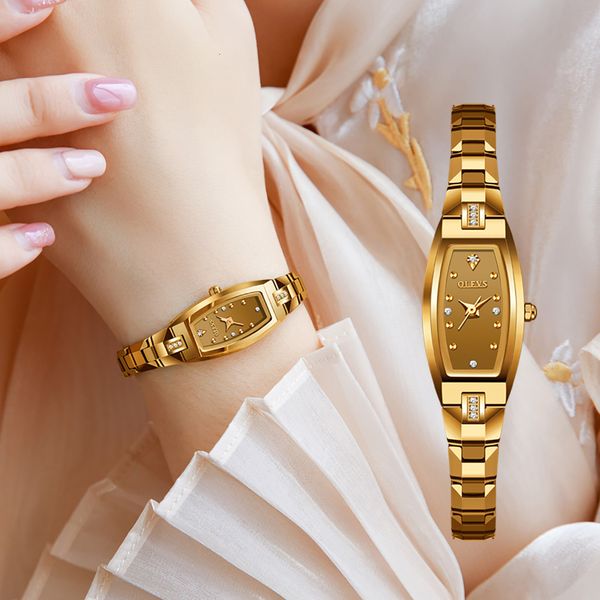 Orologi da donna OLEVS Luxury for Women Fashion Orologio da polso in oro impermeabile da donna Bracciale Set regalo Orologio da ragazza in acciaio al tungsteno Jererly 230410