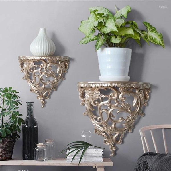 Placas decorativas estilo europeu, decorações para casa, prateleiras de suspensão de parede, garrafa de flores, estatueta de artesanato em resina, suporte de miniaturas