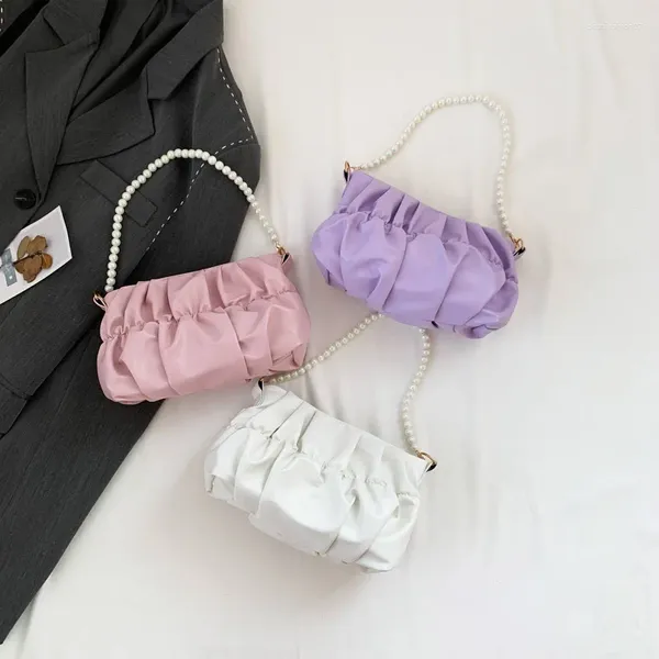 Abendtaschen 2023 Herbst Wolke Plissee Tasche Perle Einfarbig High-End-Damen Handtasche für Frauen Original
