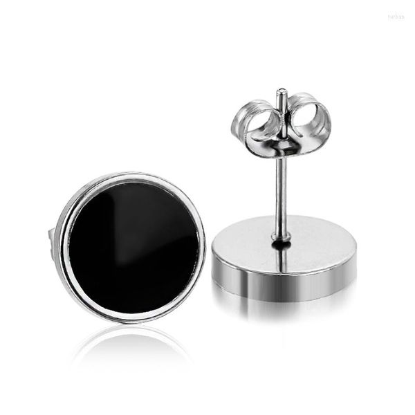 Ohrstecker 1 Paar Männer Frauen Unisex Mode Vintage Für Mann Trendy Party Rund Schwarz Schmuck Accessoires