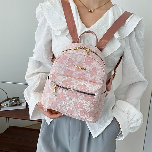 Bolsas escolares moda feminina mini mochila estampa de flor pura mochilas pequenas mochilas de lona bolsa estudantil para meninas portátil ombro mochila 230411