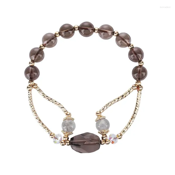 Браслеты-подвески Потрясающий браслет с гранеными чайными кристаллами и лунным камнем для женщин