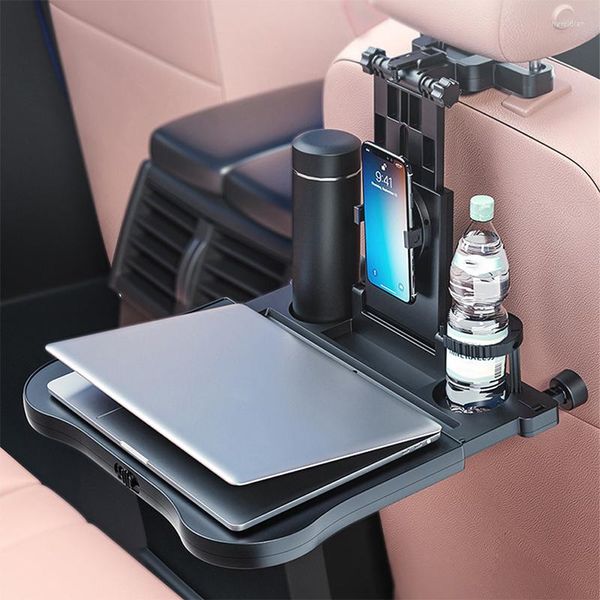 Organizador de carros traseiro traseiro dobrável Tabela dobrável Bandeja preta Laptop Phone Phone Drink Cadeira de armazenamento caixa de bolso Acessórios para automóveis de viagem