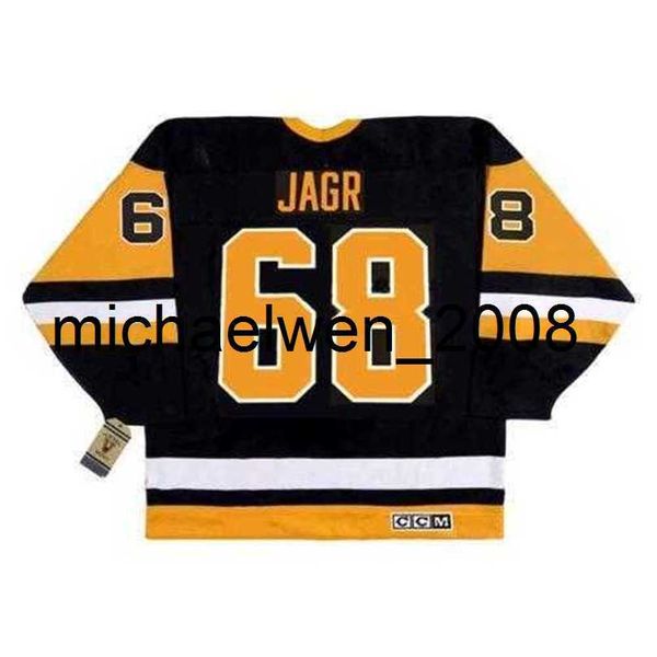 Weng Uomo Donna Gioventù JAROMIR JAGR 1992 CCM Maglia da hockey vintage Portiere Taglia qualsiasi nome Qualsiasi numero