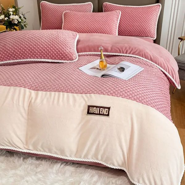 Conjuntos de cama Inverno Quente Plush Duvet Cover Set Home Têxtil Cobertor Luxo Queen Bedding Set Quilt Cover Folha Fronha 4 Pcs Bed Linens Set 231110