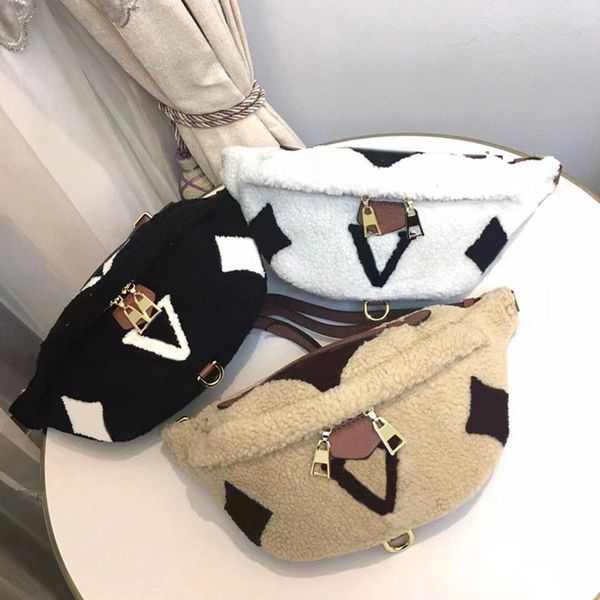 Keşif bumbag bel çantaları kadın erkekler deri deri klasik çiçek crossbody fermuar kapanma peluş çapraz vücut bayanlar göğüs paketi omuz çantası çanta