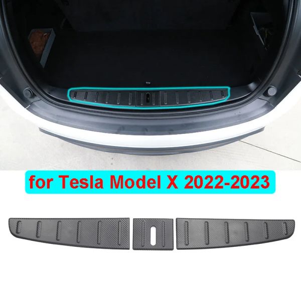 Per Tesla Model X 2023 2022 Copertura della protezione della barra del davanzale del bagagliaio posteriore ModelX Protezione antigraffio Modello in fibra di carbonio Accessori ABS