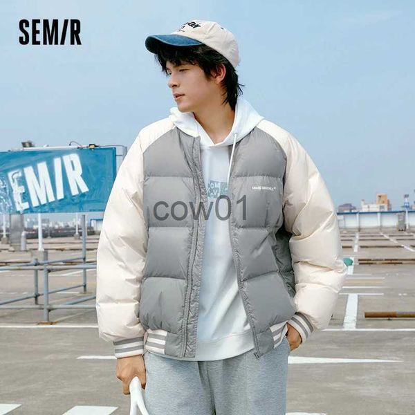 Piumino da uomo Parka Semir Piumino da uomo Oversize stile college Giacca con colletto da baseball 2022 Inverno Nuovo sport Raglan Top Coat J231111