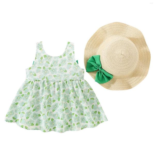 Girl Dresses Toddler Girls Sleeveless Bowknot Floral Stampes Cruffles Dress Dance Dance Dance Abiti per bambini