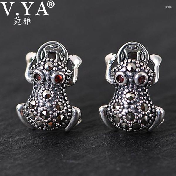 Ohrstecker V.YA 925 Silber Frosch für Frauen Retro Sterling Tier Lucky Chinese Vintage Fine Jewelry