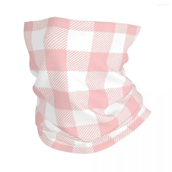 Lenços rosa gingham tartan verificado mantas mulheres bandana pescoço capa verificação máscara cachecol multifuncional pesca balaclava respirável