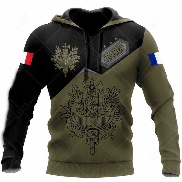 Felpe con cappuccio da uomo Felpe Francia Army Camouflage Uomo Donna Felpe con cappuccio Commando ARMY-VETERAN 3D Special Forces Camicie tattiche a maniche lunghe Abbigliamento da uomo YQ231111