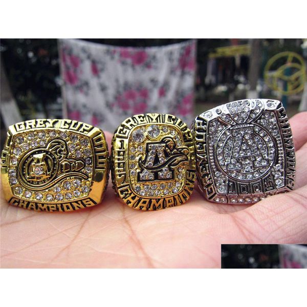 3 Stück 1996 1997 2012 Toronto Argonauts the Grey Cup Championship Ring Set Herren Fan Souvenir Geschenk Großhandel Drop Lieferung Dh4ca