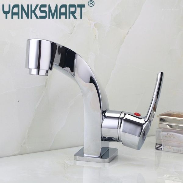 Banyo Lavabo muslukları Yanksmart süslü tasarımcı güverte monte edilmiş musluk tek saplı karıştırıcı musluk krom pirinç havzası musluk1