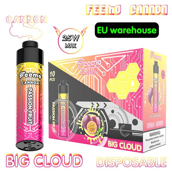 Magazzino locale Puff 10000 Vape monouso Big Cloud Feemo Cannon Puff 10K tipo-c Cavo Battrey ricaricabile con resistenza da 0,5 ohm Spedizione gratuita