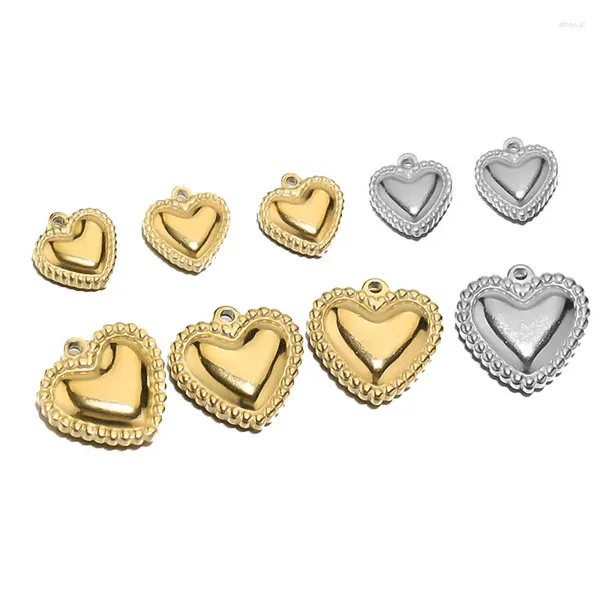 Anhänger-Halsketten Everfast 10 Stück/Lot DIY Casting Little Heart Charms Edelstahlkomponenten Kundenspezifische Herstellung von Schmuck kann Logo gravieren