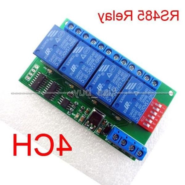 Freeshipping 4 Kanal DC 12V RS485 Röle Modülü Modbus RTU, PLC PTZ Kamera Güvenlik İzleme KGDUV için uzaktan kumanda anahtarı