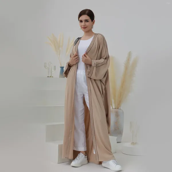 Abbigliamento etnico Autunno Abaya aperto per le donne Kimono casual ricamato Abito lungo islamico Musulmano Dubai Abito Hijab modesto Capispalla per feste
