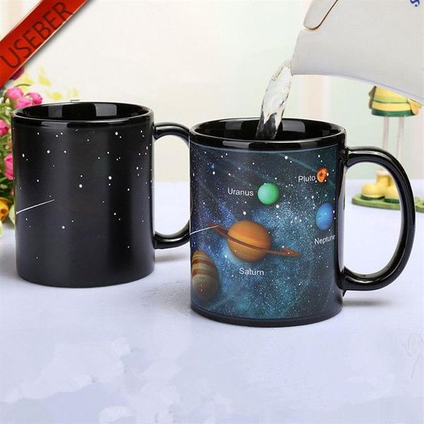 Caneca que muda de cor do sistema solar, caneca de mudança de galáxia sensível ao calor, sublimação, café, chá, copos mágicos t200104159n