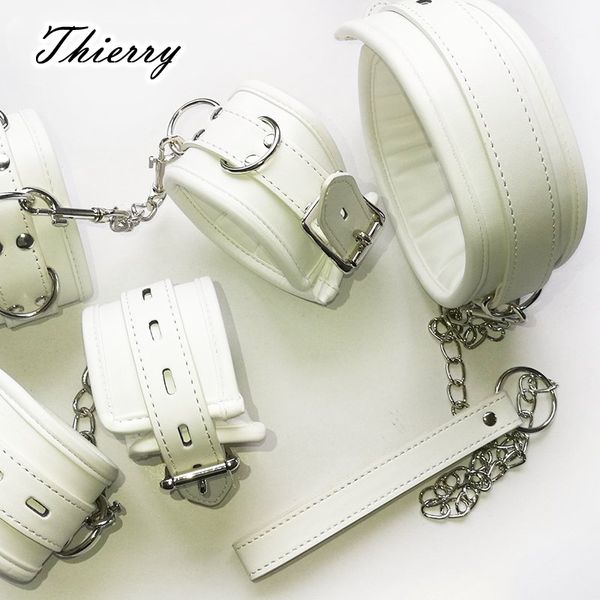 Взрослые игрушки Thierry Luxury Soft White Rondage ограничения наручников наносят на запястье манжеты для запястья для фетиш -эротических игр пара секс -продукт 230411