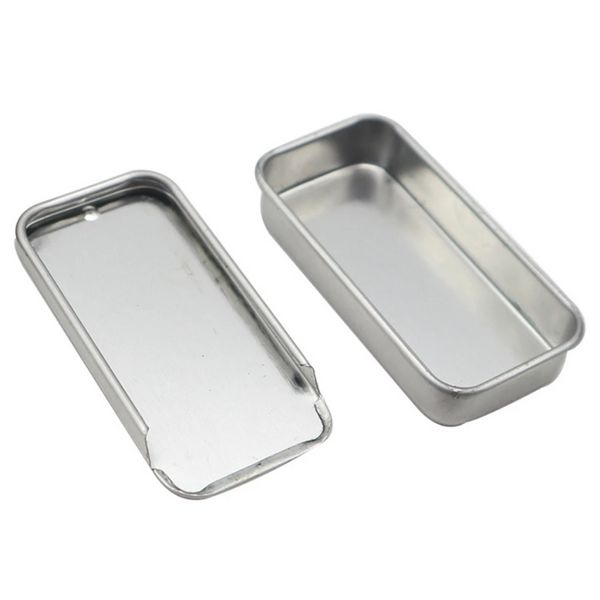 Fast White Sliding Tin Box Mint Verpackungsbox Lebensmittelbehälter Boxen Kleine Metallgehäuse Größe 80 x 50 x 15 mm FY5343 E0411