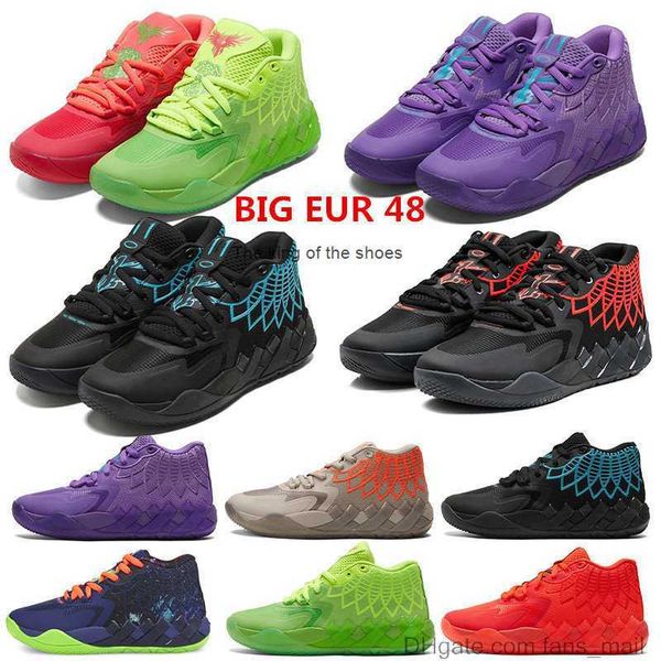 MB01BIG EUR 48 Mens Lamelo Ball MB 01 Tênis de basquete Rick Vermelho Verde e Morty Galaxy Roxo Azul Cinza Preto Rainha Buzz City Melo Galaxy Tênis Treinadores