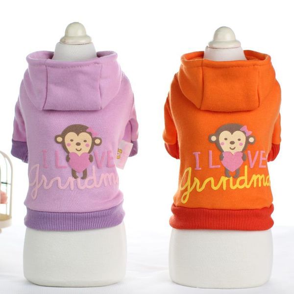 Abbigliamento per cani Catoon Scimmia Maglione Felpe con cappello Cappotti spessi Maltese Yorkie Chiwawa Abbigliamento per cani Abbigliamento Cuccioli Pet Gatti